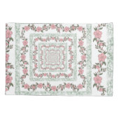 Groen Roze Rand Retro Y2K 70s Bloempatroon Kussensloop (Achterkant)