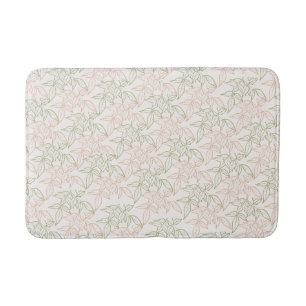 Groen Roze Retro Bladpatroon Badmat