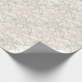 Groen Roze Retro  Bladpatroon Cadeaupapier (Hoek)