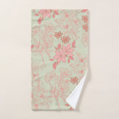 Groen Roze Retro Y2K 70s Bloempatroon Bad Handdoek (Handdoek)