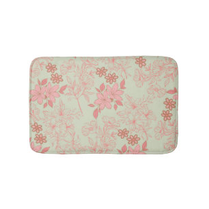 Groen Roze Retro Y2K 70s Bloempatroon Badmat