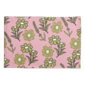 Groen Roze Retro Y2K Funky Hippie Bloempatroon Kussensloop (Achterkant)