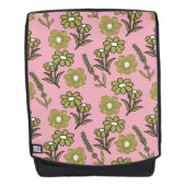 Groen Roze Retro Y2K Funky Hippie Bloempatroon Rugtassen (Voorkant)