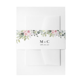 groen roze roos bruiloft uitnodiging buik band uitnodigingen wikkel