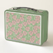 Groen Roze Roos Retro Y2K 70s Bloempatroon (Achterkant)