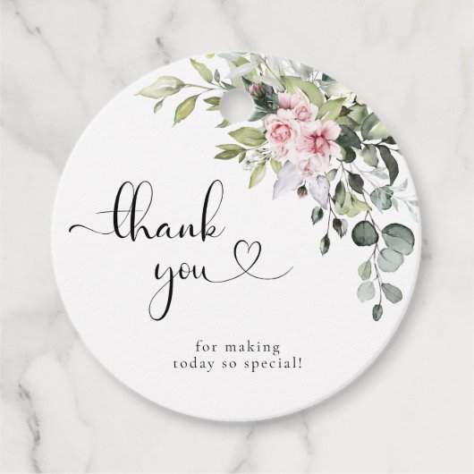 Groen Roze Rose Baby shower Gift Label (Voorkant)