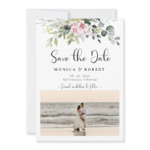 Groen Roze Rose Save The Date Cards