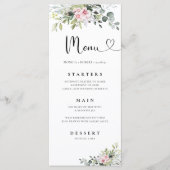 Groen Roze Roze Bruiloft Menu (Voorkant)