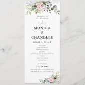 Groen Roze Roze Bruiloft Programma (Voorkant)