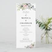 Groen Roze Roze Bruiloft Programma (Staand voorkant)