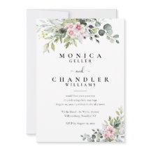 Groen Roze Roze Bruiloft uitnodiging