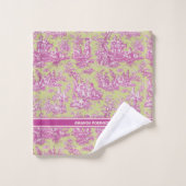 groen roze toile de jouy bedrukt bad handdoek (Wasdoekje)