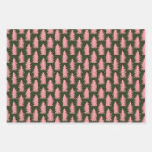 Groen Roze Vakantie Inpakpapier Bladen (Voorkant)