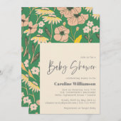  Groen Roze Ventilator Baby shower van het Manuscr Kaart (Voorkant / Achterkant)