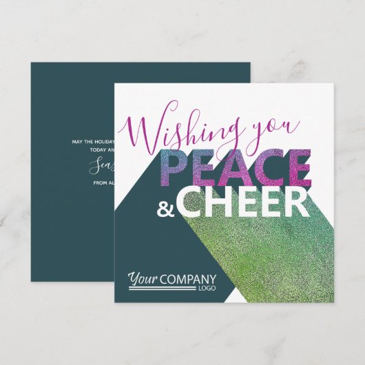 Groen, Roze Violet Zakelijke Typografie Vakantie Kaart (Voorkant / Achterkant)