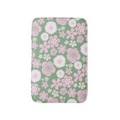 Groen Roze Wit Retro Y2K 70s Bloempatroon Badmat (Voorkant Verticaal)