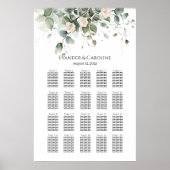 Groen & rozen bruiloft zitplaatsen grafiek 20 tafe poster (Voorkant)