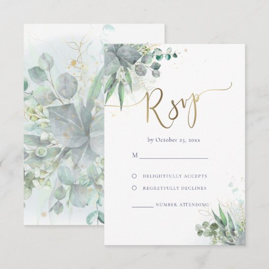 groen RSVP bruiloft Kaartje (Voorkant / Achterkant)