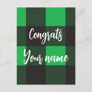 Groen ruitpatroon Gefeliciteerd Briefkaart