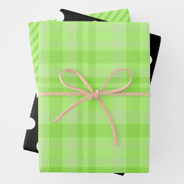 Groen ruitpatroon, zwart & wit inpakpapier vel