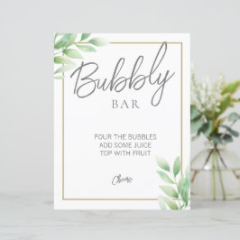 Groen Rustiek Vrijgezellenfeest Bubbly Bar Sign