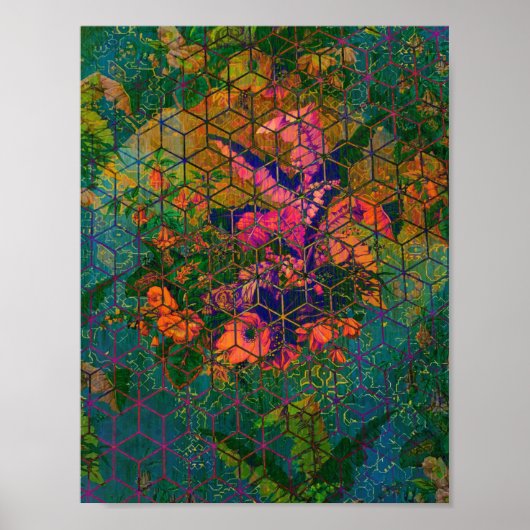 Groen Safari Tropisch Oerwoud Wildlife Lion Poster (Voorkant)