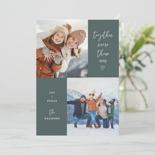 Groen samen meer dan ooit 2-foto-feestkaart feestdagenkaart (Staand voorkant)