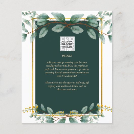 Groen Save the Date Smaragdgroen Goud Flyer (Achterkant)