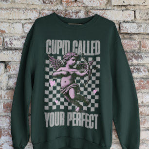 Groen schaakbord met Schattigee roze cupido Valent Trui