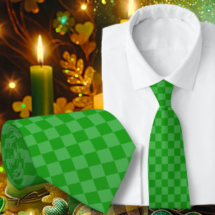 Groen schaakbord patroon heren stropdas