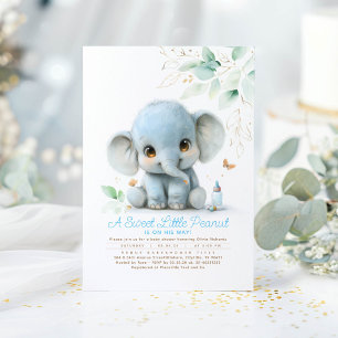 Groen Schattige Olifant Boy Baby shower Kaart