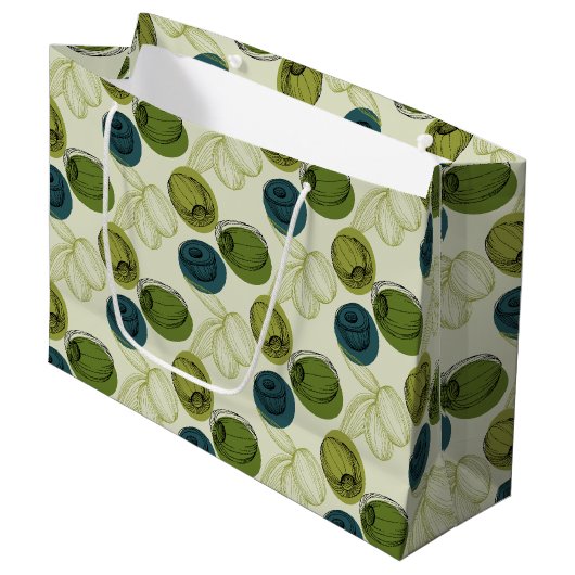 Groen schetsenpatroon groot cadeauzakje (Voorkant Gekanteld)