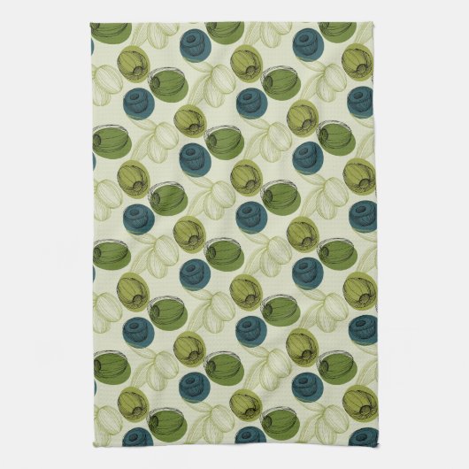 Groen schetsenpatroon theedoek (Verticaal)