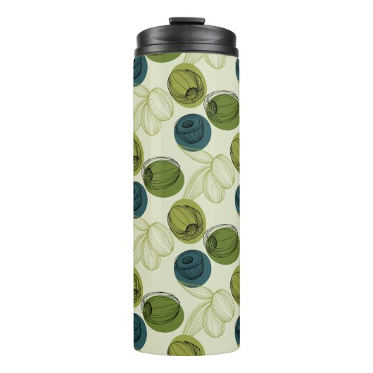 Groen schetsenpatroon thermosbeker (Voorkant)