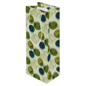 Groen schetsentrekpatroon keuken wijn cadeautas (Achterkant Gekanteld)