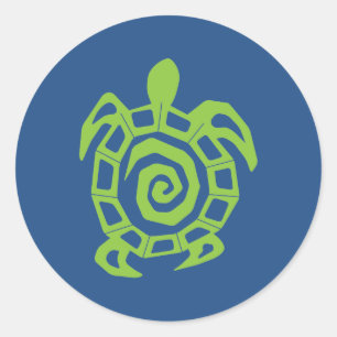 Groen schildpad ronde sticker