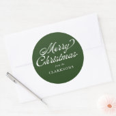 Groen  script Modern Merry Christmas Ronde Sticker (Envelop)