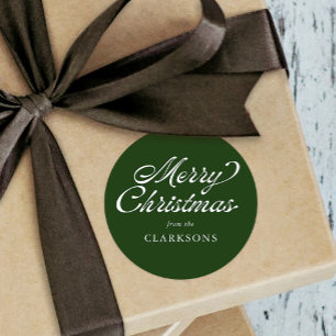 Groen script Modern Merry Christmas Ronde Sticker