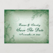  groen scrollblad Save the Date Aankondigingskaart (Voorkant)
