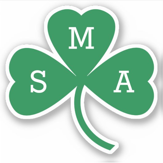 Groen Shamrock blad met aangepaste monogram Sticker (Voorkant)