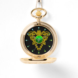 GROEN SHAMROCK, CELTISCH KUNNEN NIET HARDE GOLD BL HORLOGE