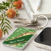 Groen shamrock patroon sleutelhanger (Voorkant Rechts)