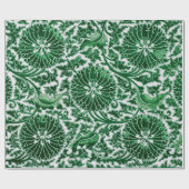  groen sierbloemmotief cadeaupapier (Vlak)