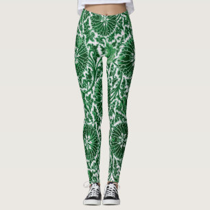  groen sierbloemmotief leggings