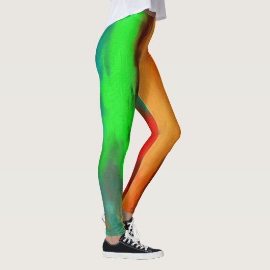 Groen Sinaasappel Abstracte Leggings (Rechts)