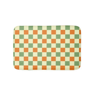 Groen Sinaasappel Bruin Geruit Gingham Patroon Badmat
