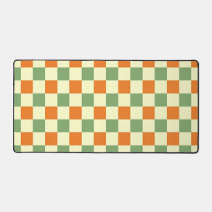 Groen Sinaasappel Bruin Geruit Gingham Patroon Bureaumat