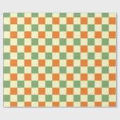 Groen Sinaasappel Bruin Geruit Gingham Patroon Cadeaupapier (Vlak)