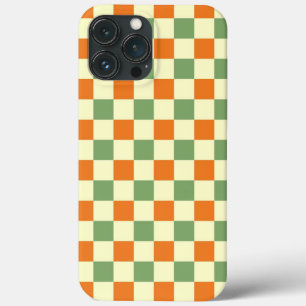 Groen Sinaasappel Bruin Geruit Gingham Patroon iPhone 13 Pro Max Hoesje