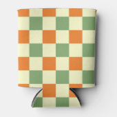 Groen Sinaasappel Checkerboard Retro Classic Chequ Blikjeskoeler (Voorkant)